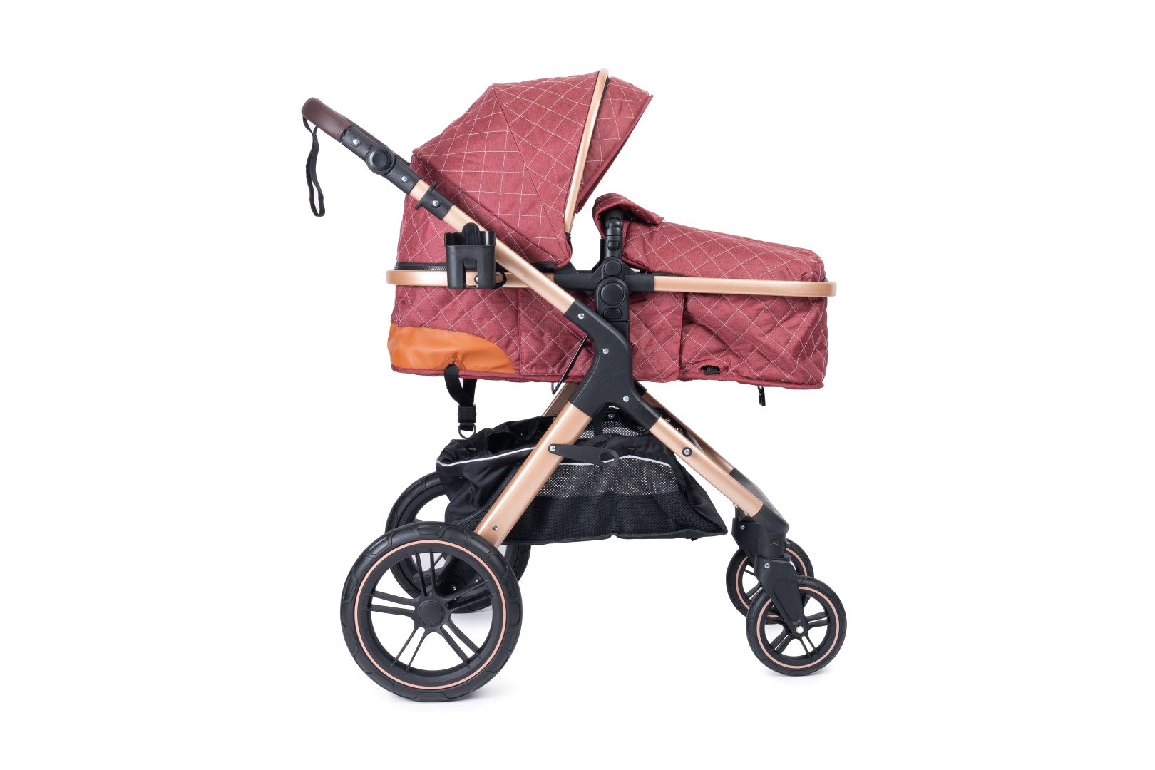 Belecoo one fold-to-half luxury pram 2 in 1 - Red