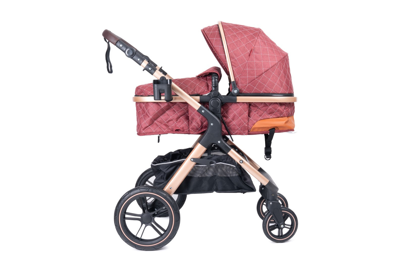 Belecoo one fold-to-half luxury pram 2 in 1 - Red