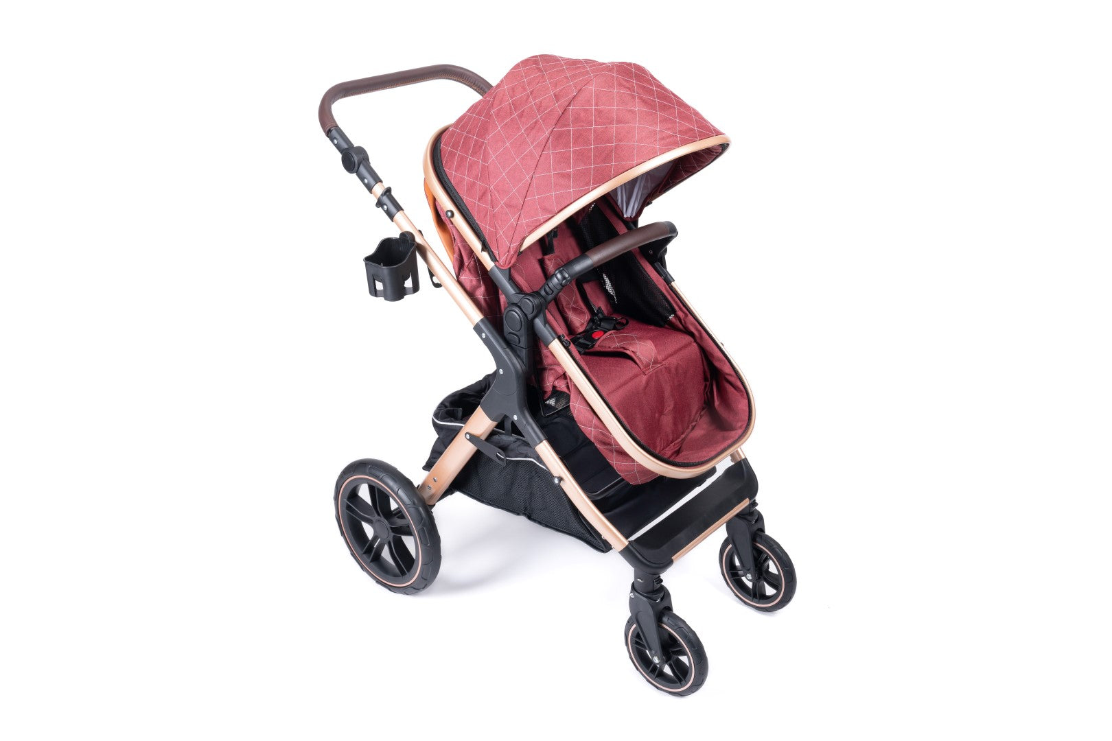 Belecoo one fold-to-half luxury pram 2 in 1 - Red