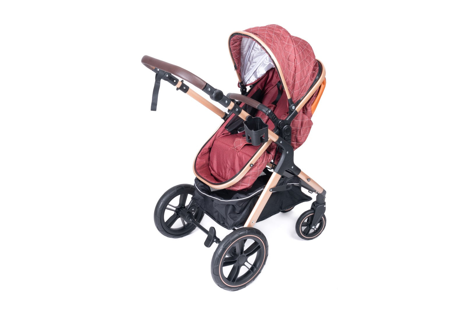 Belecoo one fold-to-half luxury pram 2 in 1 - Red
