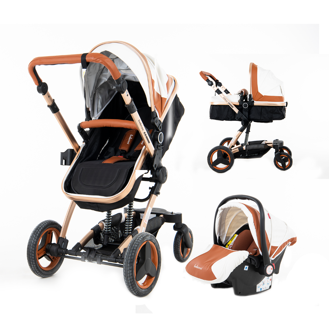 Belecoo 8 White & Beige - 4 in 1 Luxury Travel System