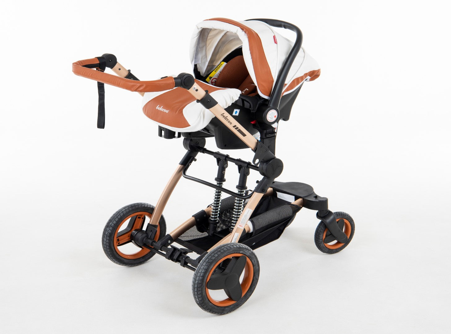 Belecoo 8 White & Beige - 4 in 1 Luxury Travel System