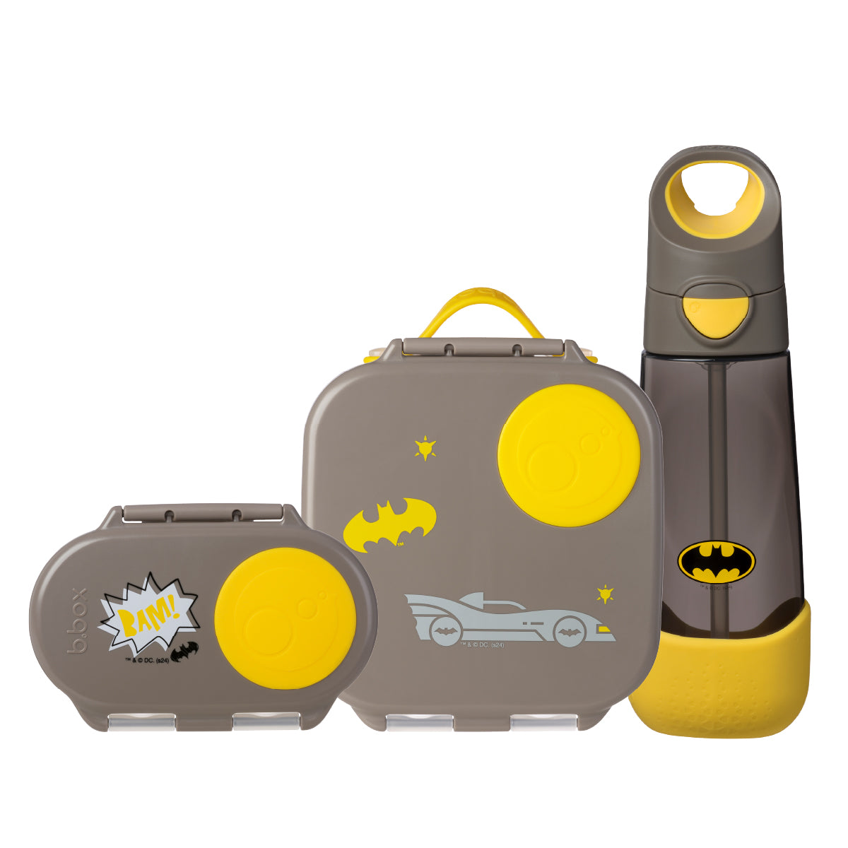 B.Box Batman Combo – Mini Lunchbox, 600ml Tritan Drink Bottle & Snackbox | Leak-Proof, BPA-Free, Kid-Friendly Design | Perfect for School, Travel, Snacks & More | Durable & Easy to Carry