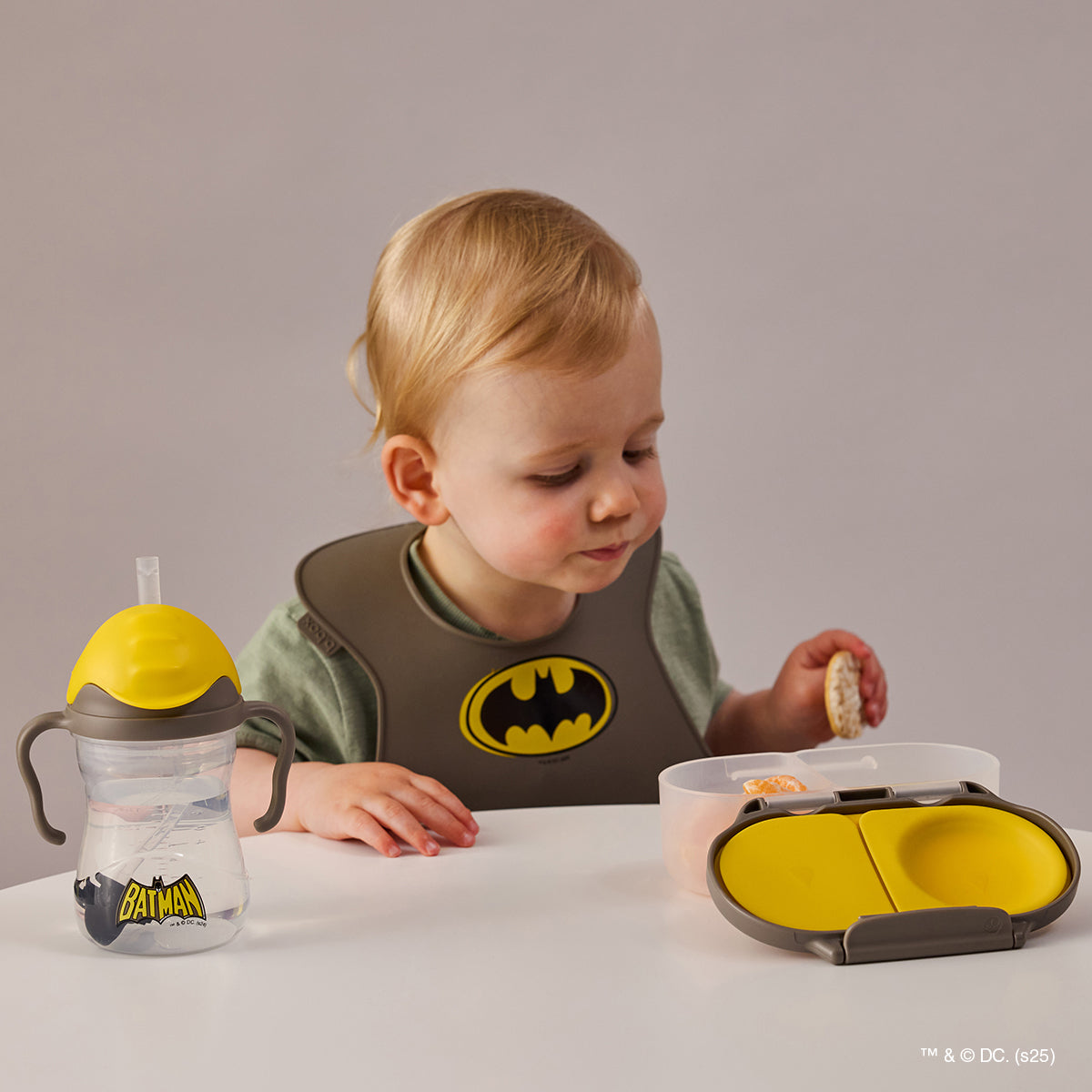 B.Box Batman Feeding Combo | Sippy Cup (240ml), Silicone Bib & Snackbox | Leakproof, BPA Free, Easy Grip, Dishwasher Safe | For Toddlers & Kids | 6m+ | On-the-Go Essentials