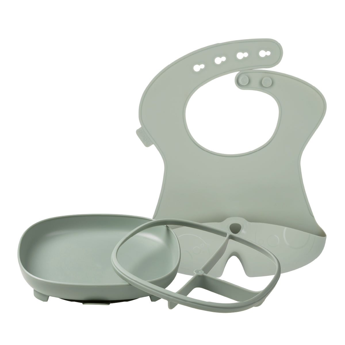 b.box Baby Feeding 2 in 1 Suction plate Removable divider to age up, Grows with your child & Silicone Bib with Big Pocket