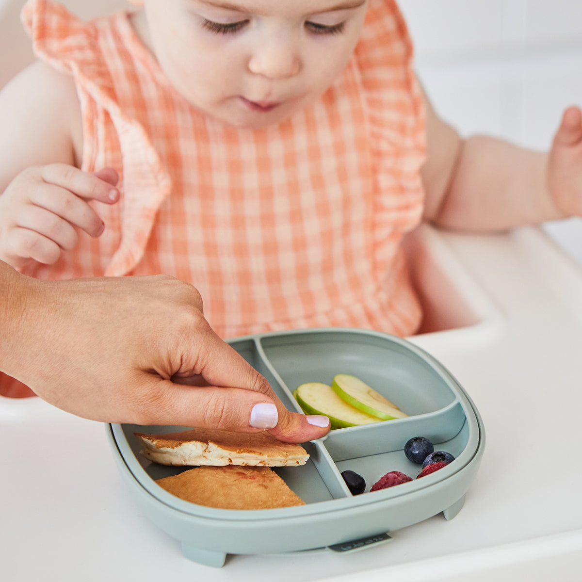 b.box Baby Feeding 2 in 1 Suction plate Removable divider to age up, Grows with your child & Silicone Bib with Big Pocket