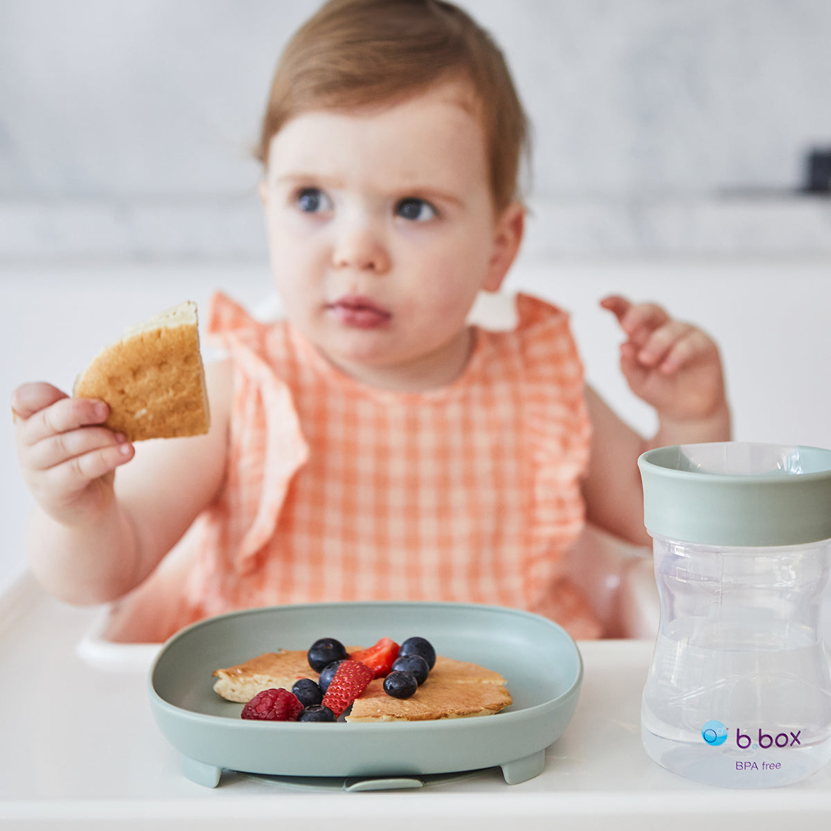 B.Box Baby Feeding  Combo Silicone Plate & Bowl Set with Lid + Silicone Bib BPA Free, Easy Grip, Dishwasher Safe | For Toddlers & Kids | 6m+ | On-the-Go Essentials