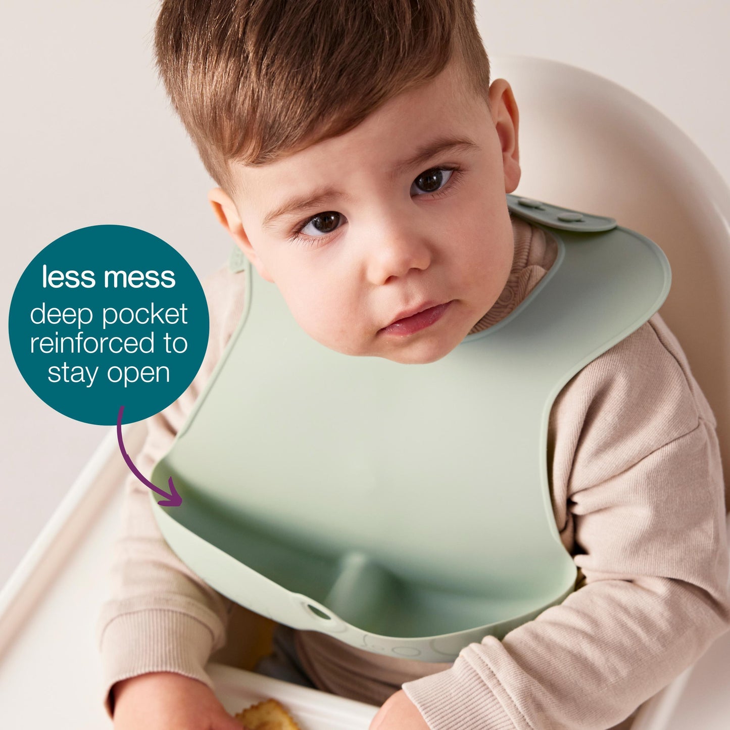 b.box Baby Feeding 2 in 1 Suction plate Removable divider to age up, Grows with your child & Silicone Bib with Big Pocket