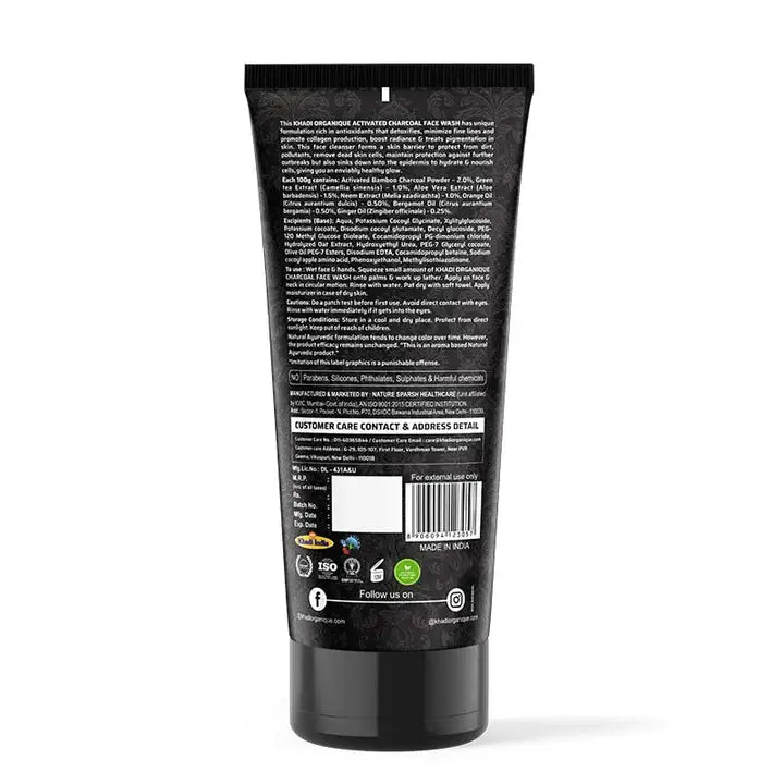 Khadi Organique Activated Charcoal Face Wash (SLS & Paraben Free) 100g