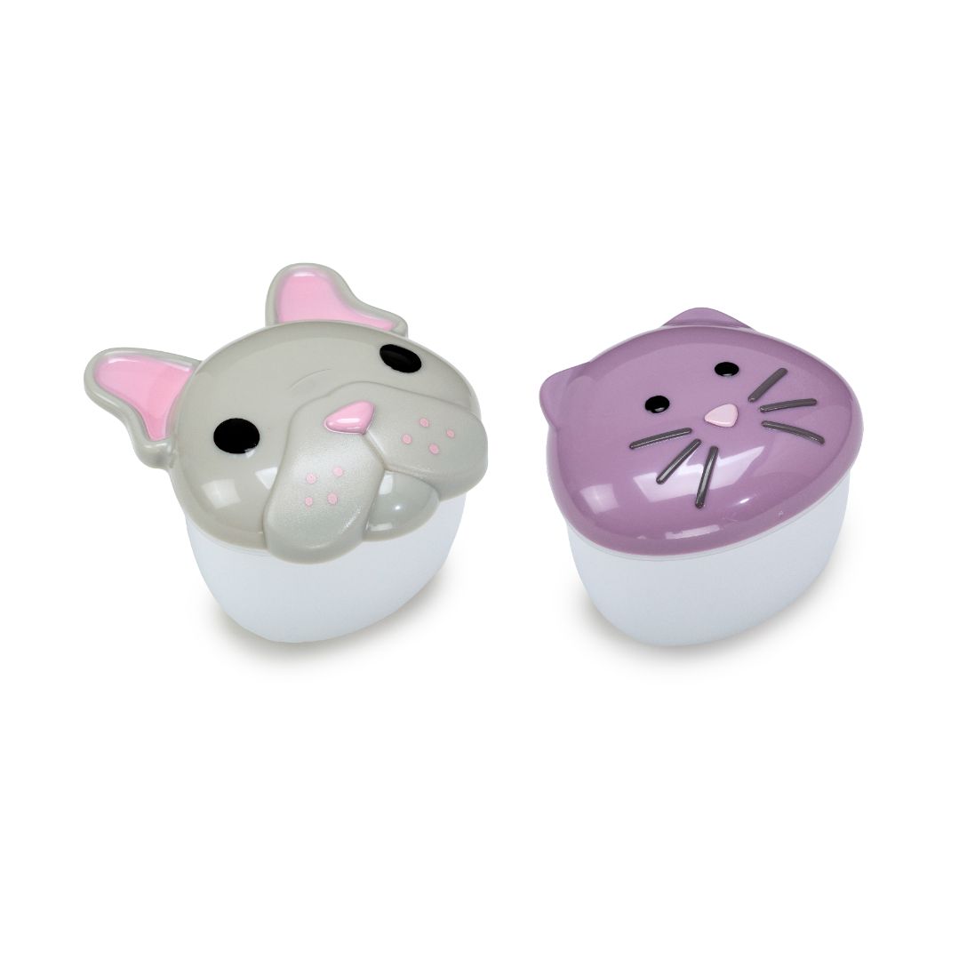 Melii Bulldog & Cat Snack Containers for Kids - Adorable Airtight, Leakproof Kids Food Storage Set for On-the-Go Joyful Snacking - BPA-Free, Easy to Clean