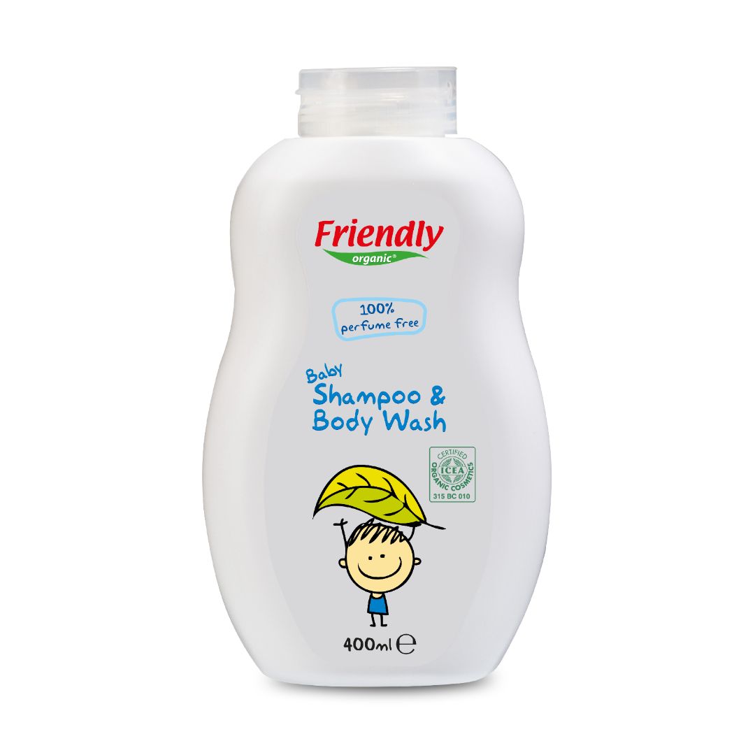 Friendly Organic 400ml Perfume Free Baby Shampoo & Body Wash, Clear