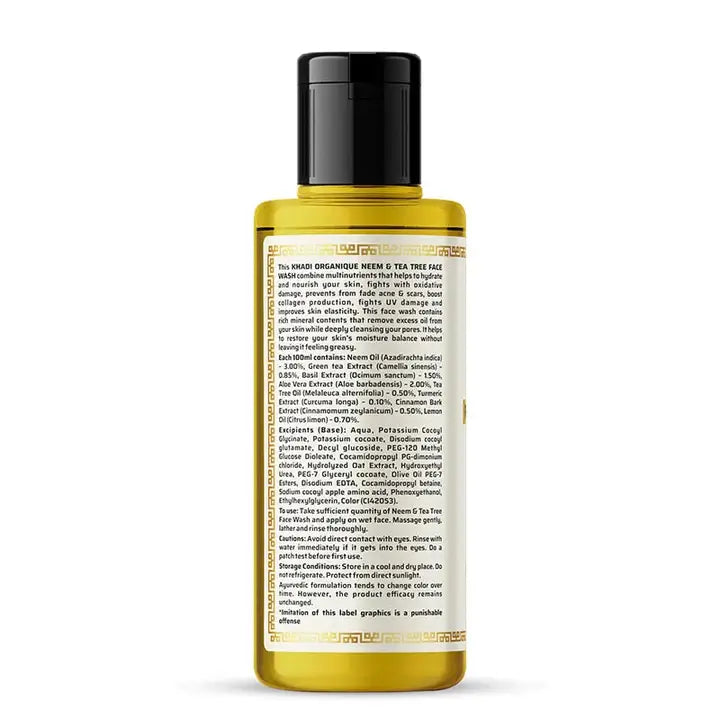 Khadi Organique Neem Tea tree Face Wash (SLS & paraben Free) 210ml