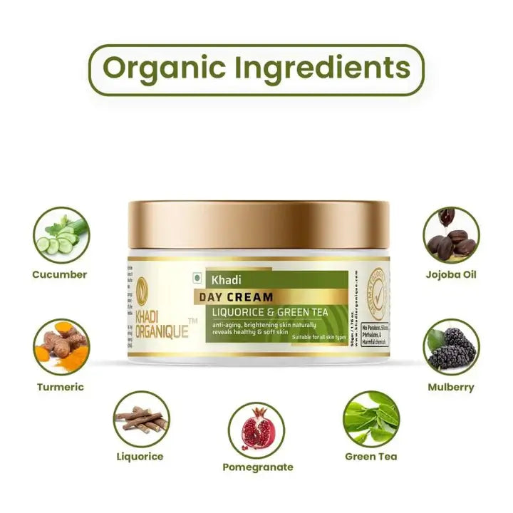 Khadi Organique Day Cream ( Liquorice & Green tea ) 50g