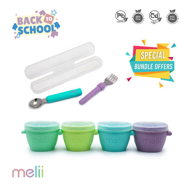 melii-silicone-snap-go-pads-food-storage-container-4-oz-4-pcs-detachable-spoon-fork-with-carrying-case-blue-purple-bpa-free-durable-fun-designs