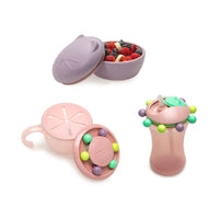 Melii Back to School Bundle - Silicone Bowl with Lid (Purple Cat, 350 ml), Abacus Snack Container with Finger Trap (Pink), Abacus Straw Sippy Cup (Pink, 340 ml) - BPA Free, Durable, Fun Designs_5