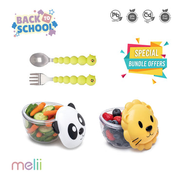 melii-snack-containers-utensil-set-lion-panda-snack-containers-silicone-caterpillar-spoon-fork-set-bpa-free-durable-fun-designs