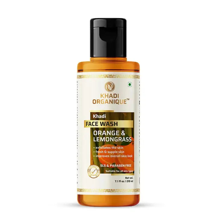 Khadi Organique  Orange & Lemongrass Face Wash (SLS & paraben Free) 210ml