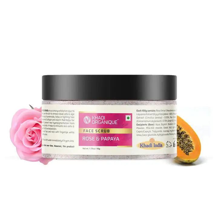 Khadi Organique Rose & papaya face scrub 50g