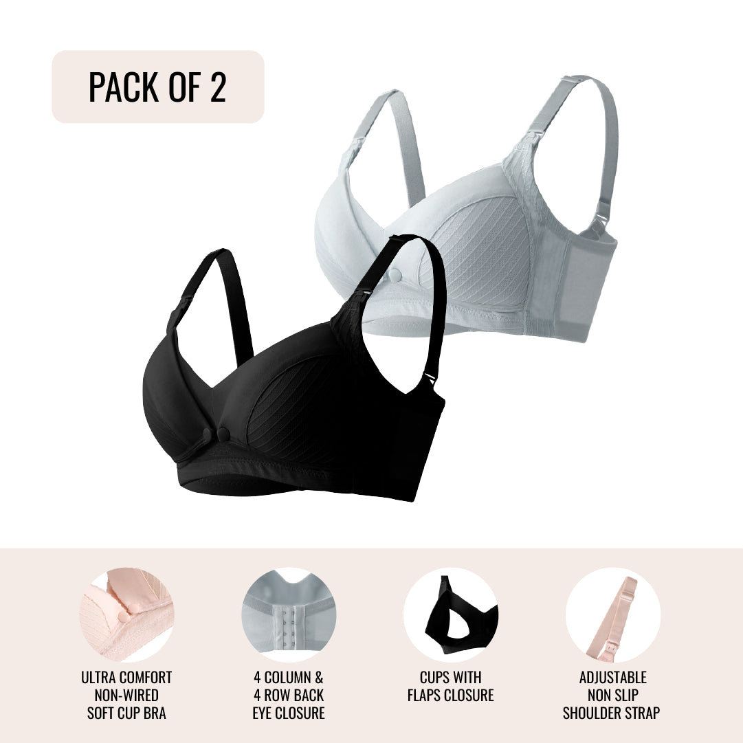 Okus - Comfy Cotton Maternity & Nursing Bra - Pack of 2