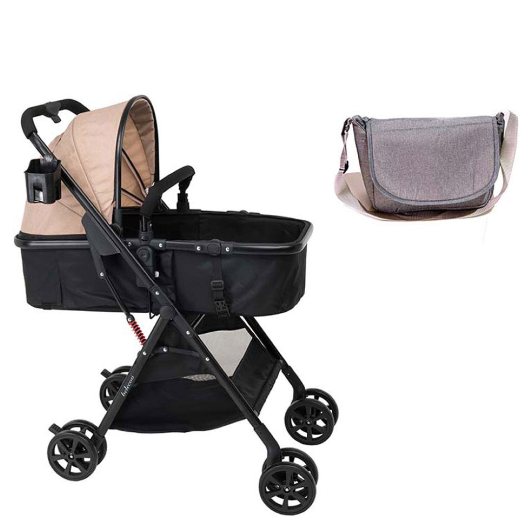 Uniqoo - 5 Portable Pram W/ Diaper Bag - Beige