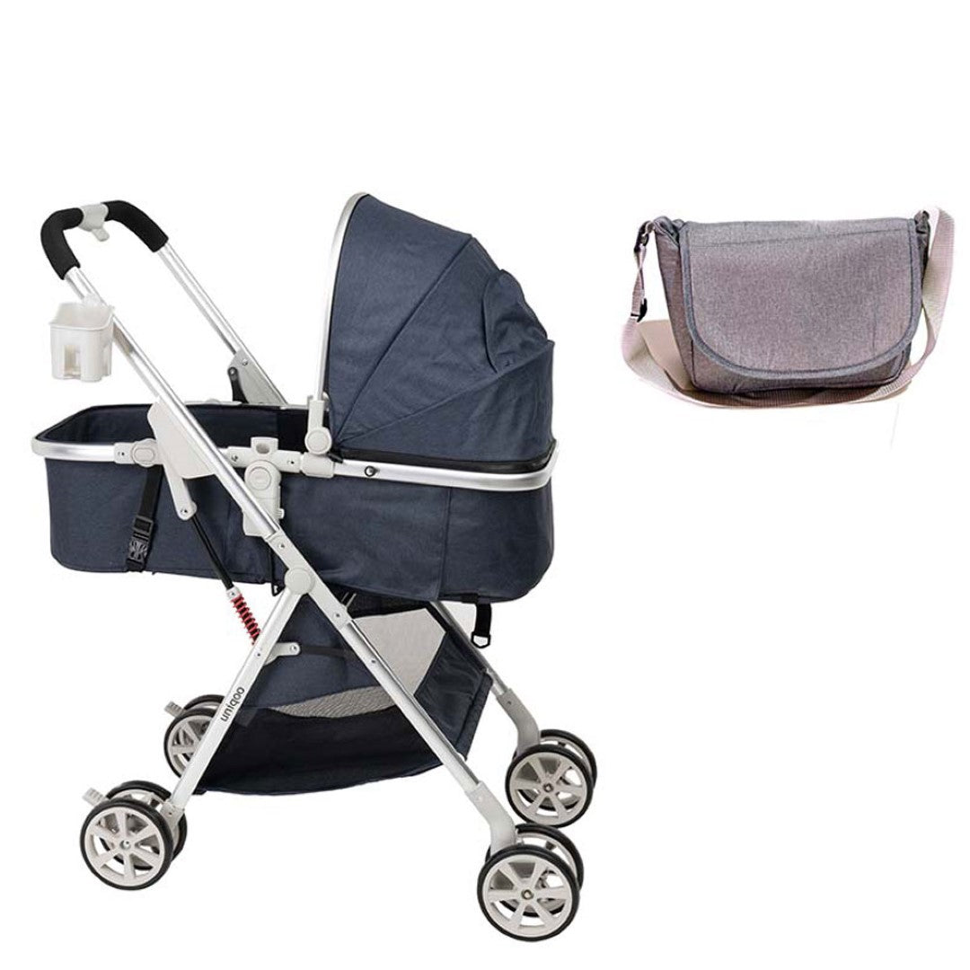 Uniqoo - 6 Premium Portable Pram W/ Diaper Bag - Blue