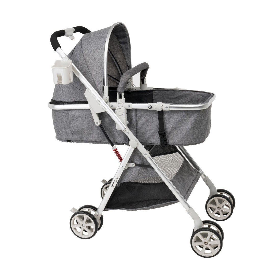 Uniqoo - 6 Premium Portable Pram W/ Diaper Bag - Grey