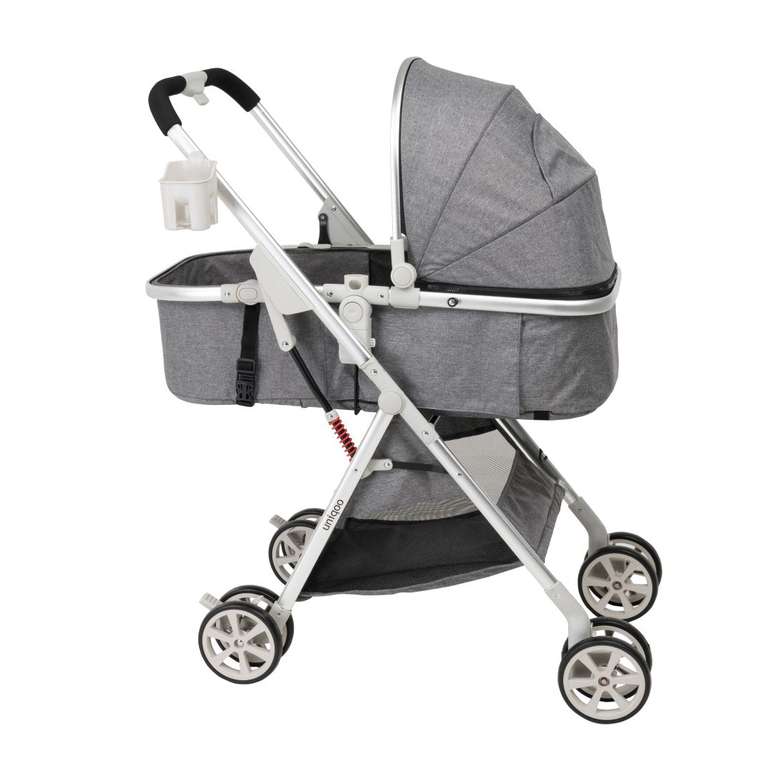 Uniqoo - 6 Premium Portable Pram W/ Diaper Bag - Grey