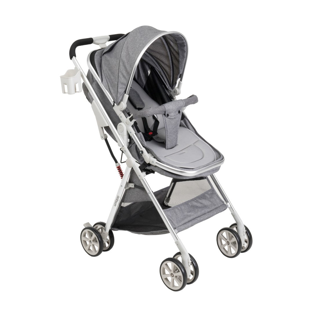 Uniqoo - 6 Premium Portable Pram W/ Diaper Bag - Grey