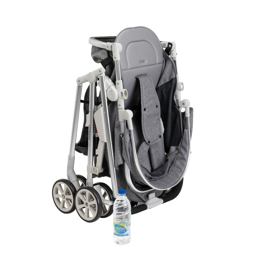 Uniqoo - 6 Premium Portable Pram W/ Diaper Bag - Grey