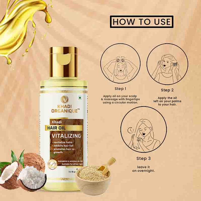 Khadi Organique Vitalizing hair oil (Mineral Oil Free) 210ml