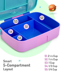 Bonfino Lunch Box with Bottle and Lunch Bag, Leak-Resistant, Multi-Material Build, Durable, 3 Years+, Blue and Purple - 3 Pieces_4