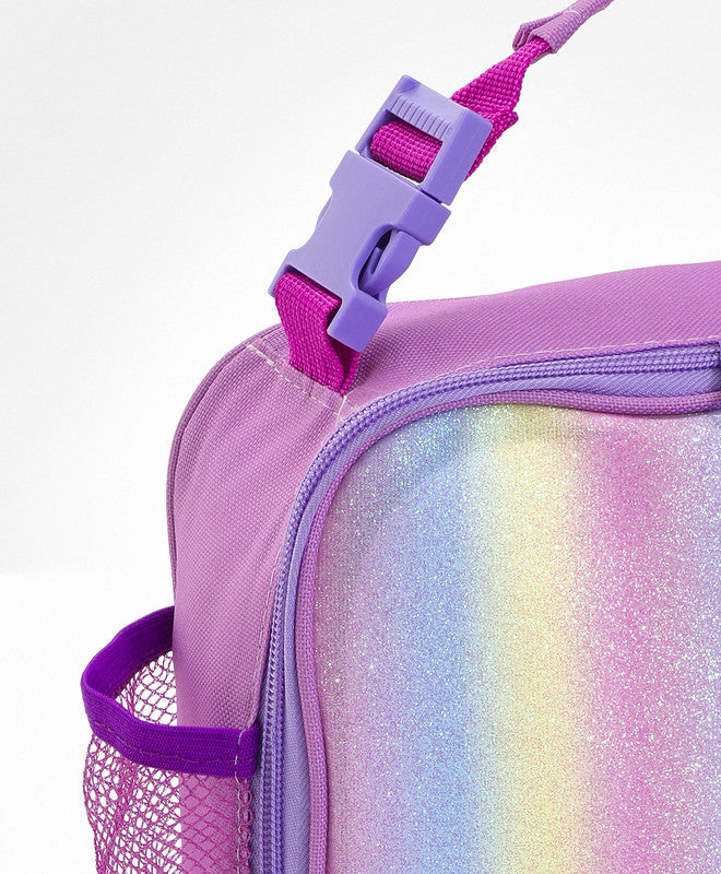 Bonfino Lunch Box with Bottle and Lunch Bag, Leak-Resistant, Multi-Material Build, Durable, 3 Years+, Blue and Purple - 3 Pieces