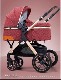 Belecoo one fold-to-half luxury pram 2 in 1 - Red_1