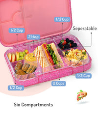 Bonfino Unicorn ABS Bento Lunch Box, BPA Free, Microwave Safe Removable Tray, 6 Adjustable Compartments, Leak Resistant, Lightweight, 3 Years+, 22x15.5x5cm, 1L - Pink_6