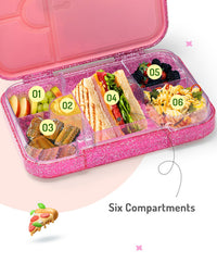 Bonfino Unicorn ABS Bento Lunch Box, BPA Free, Microwave Safe Removable Tray, 6 Adjustable Compartments, Leak Resistant, Lightweight, 3 Years+, 22x15.5x5cm, 1L - Pink_7