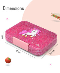 Bonfino Unicorn ABS Bento Lunch Box, BPA Free, Microwave Safe Removable Tray, 6 Adjustable Compartments, Leak Resistant, Lightweight, 3 Years+, 22x15.5x5cm, 1L - Pink_8