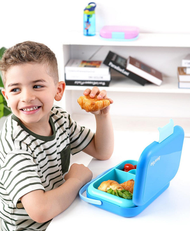 Bonfino ABS Bento Lunch Box, Microwave Safe, Dishwasher Safe, Removable Food Tray, BPA Free, Silicone Seal, Leak Resistant, Odour Free, 22x15.5x5cm, 765mL, 3 Years+ - Blue