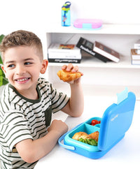 Bonfino ABS Bento Lunch Box, Microwave Safe, Dishwasher Safe, Removable Food Tray, BPA Free, Silicone Seal, Leak Resistant, Odour Free, 22x15.5x5cm, 765mL, 3 Years+ - Blue_2