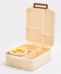 Bonfino Croissant Theme Lunch Box with Container, Food Safe, Easy to Clean, Thoughtful Compartments, Versatile, 4 Years+, L 20 x B 17.5 x H 7 cm - Beige_2