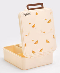 Bonfino Croissant Theme Lunch Box with Container, Food Safe, Easy to Clean, Thoughtful Compartments, Versatile, 4 Years+, L 20 x B 17.5 x H 7 cm - Beige_4