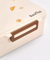 Bonfino Croissant Theme Lunch Box with Container, Food Safe, Easy to Clean, Thoughtful Compartments, Versatile, 4 Years+, L 20 x B 17.5 x H 7 cm - Beige_7