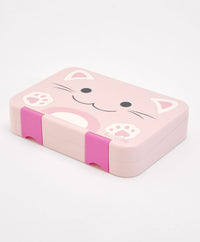 Bonfino Lunch Box, Cat Theme, Easy to Carry, Leak-Proof Lid, Microwave Safe, 3 Years+, 22 x 15.5 x 5cm - Pink_1