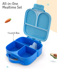 Bonfino Lunch Box, Leak-Resistant Seal, Food-Grade PP and Silicone, Durable, Spacecraft Theme, 3 Years+, 1100 mL, 21.8 x 21.1 x 7.5 cm - Blue_2