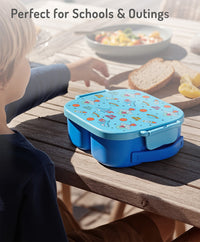 Bonfino Lunch Box, Leak-Resistant Seal, Food-Grade PP and Silicone, Durable, Spacecraft Theme, 3 Years+, 1100 mL, 21.8 x 21.1 x 7.5 cm - Blue_6