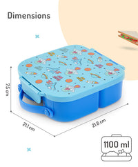 Bonfino Lunch Box, Leak-Resistant Seal, Food-Grade PP and Silicone, Durable, Spacecraft Theme, 3 Years+, 1100 mL, 21.8 x 21.1 x 7.5 cm - Blue_7