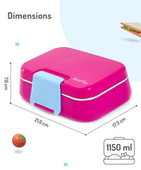Bonfino Lunch Box with Spoon and Fork, Leak-Resistant, Food-Grade PP and 304 Stainless Steel, Durable, 3 Years+, 1150 mL, 21.6 x 17.3 x 7.6 cm - Pink and Blue_7