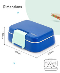 Bonfino Lunch Box with Spoon and Fork, Leak-Resistant, Food-Grade PP and 304 Stainless Steel, Durable, 3 Years+, 1150 mL, 21.6 x 17.3 x 7.6 cm - Blue and Green_7