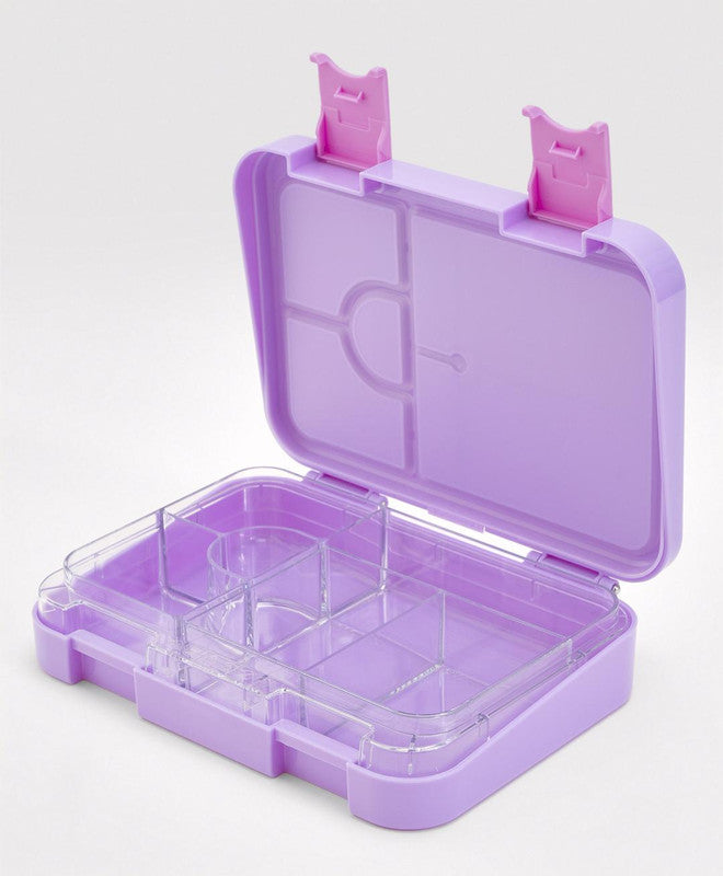 Bonfino Lunch Box, City Theme, Easy to Carry, Leak-Proof Lid, Microwave Safe, 3 Years+, 22 x 15.5 x 5cm - Purple