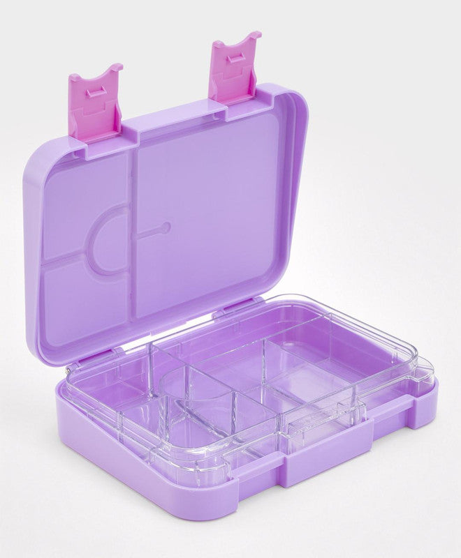 Bonfino Lunch Box, City Theme, Easy to Carry, Leak-Proof Lid, Microwave Safe, 3 Years+, 22 x 15.5 x 5cm - Purple
