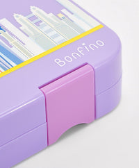 Bonfino Lunch Box, City Theme, Easy to Carry, Leak-Proof Lid, Microwave Safe, 3 Years+, 22 x 15.5 x 5cm - Purple_7